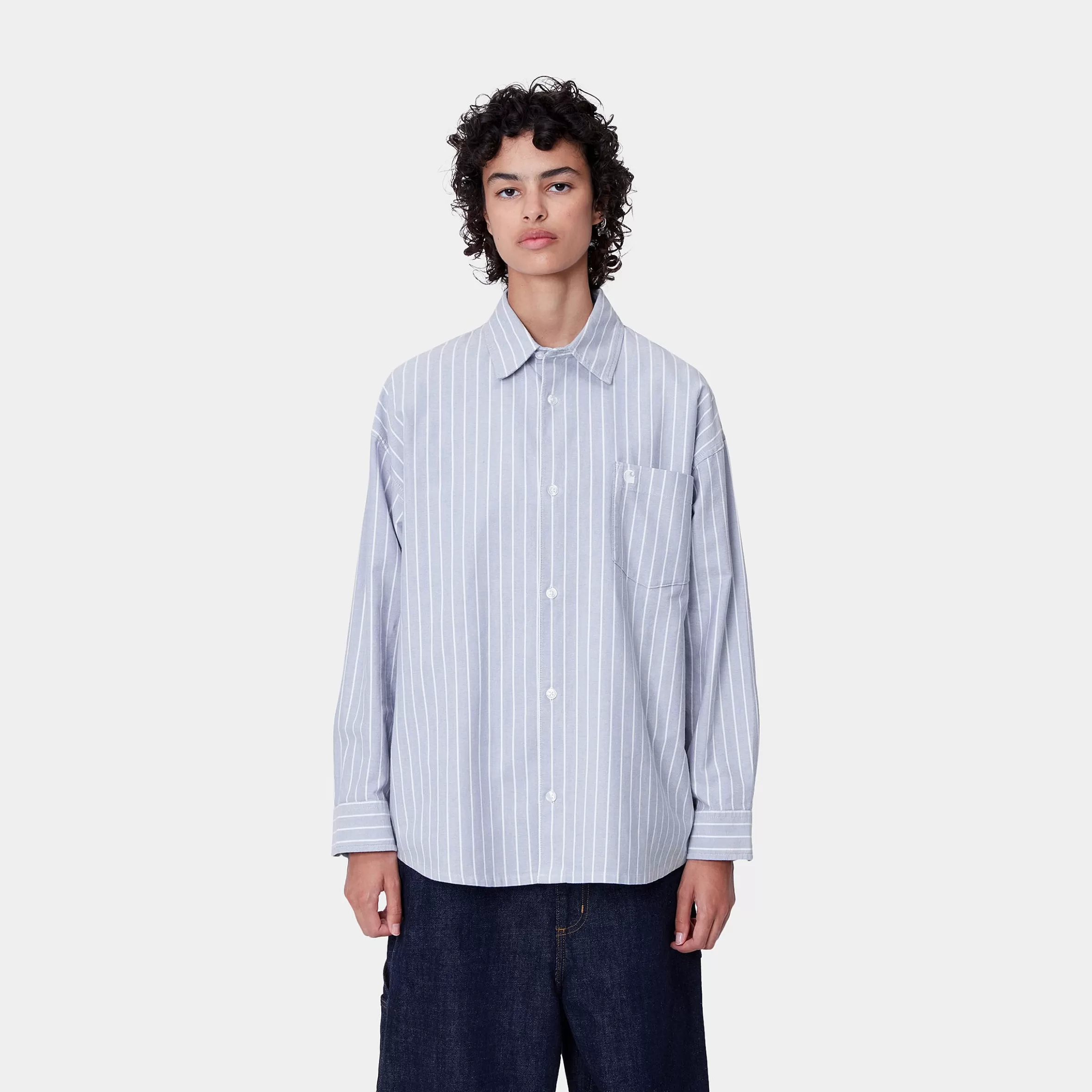 Camisas | Carhartt WIP W' L/S Dowlen Shirt Dowlen Stripe, Bleach / White