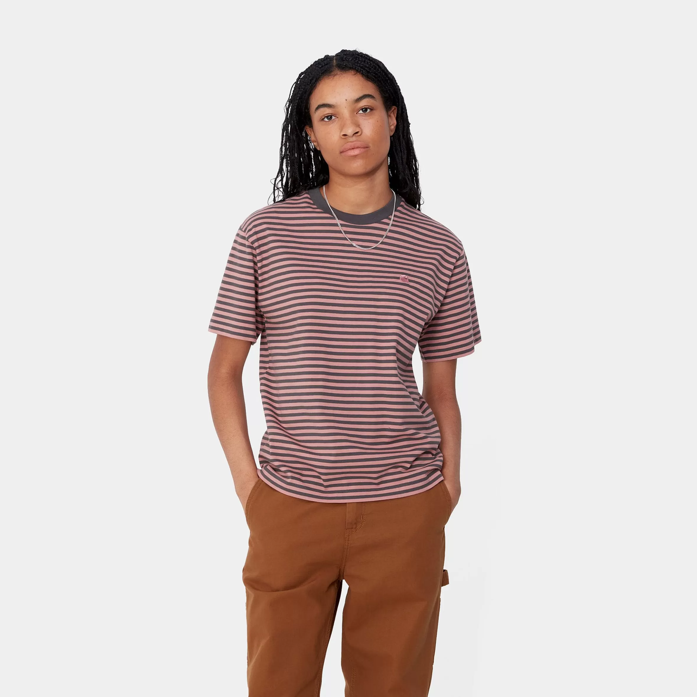 T-Shirts | Carhartt WIP W' S/S Verner T-Shirt Verner Stripe, Graphite / Dusty Rose